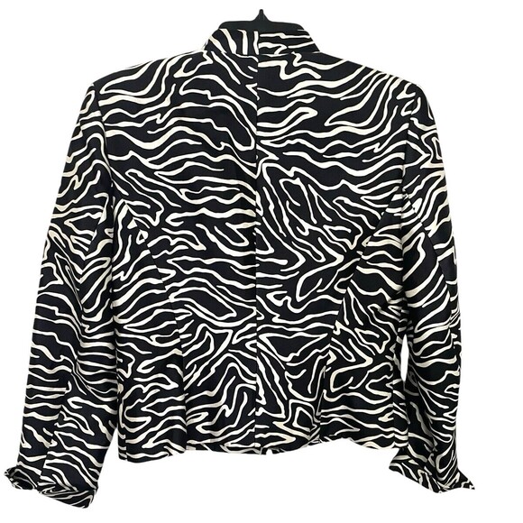 Cropped Zebra Print Silk Wool Zip Front Blazer Jacket Talbots 6 - Picture 8 of 16